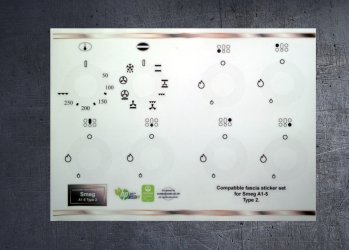 (image for) Smeg A1-5 Compatible fascia sticker set, both types available.