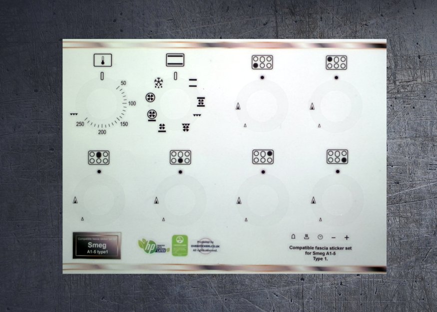 (image for) Smeg A1-5 Compatible fascia sticker set, both types available. - Click Image to Close