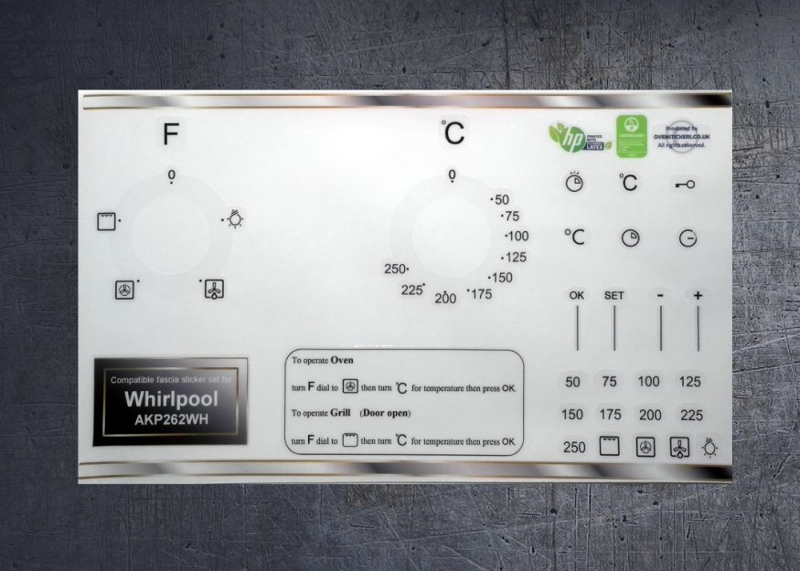 (image for) Whirlpool AKP262 WH compatible panel fascia sticker set. - Click Image to Close