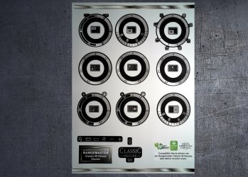 (image for) Rangemaster Classic deluxe 90 Electric compatible fascia sticker set, 62mm icons.