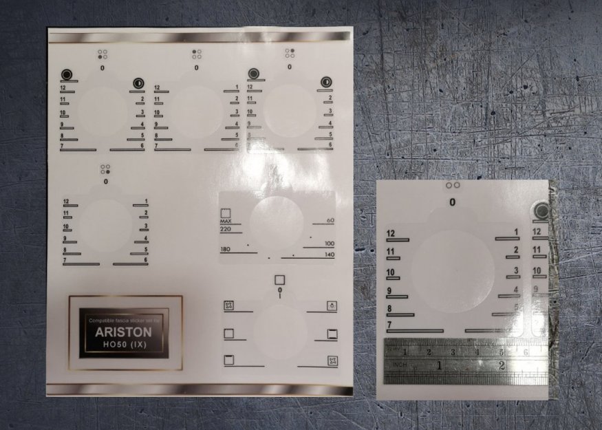 (image for) Ariston HO50 (IX) compatible fascia sticker set. - Click Image to Close