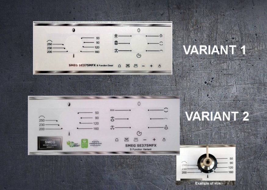 (image for) Smeg SE375MFX 5 function compatible panel fascia sticker set. - Click Image to Close