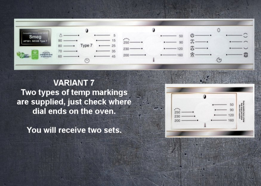 (image for) Smeg AP361, SE335 compatible fascia stick sets, many variants. - Click Image to Close